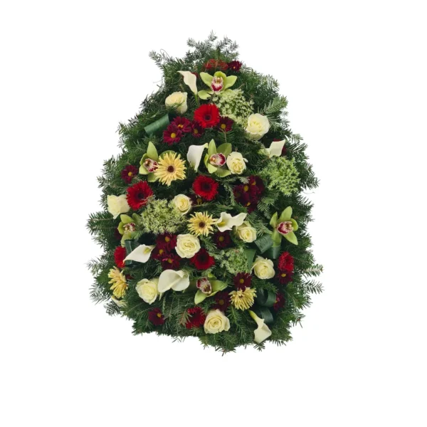 Coroană cu cale, gerbera și orhidee cymbidium